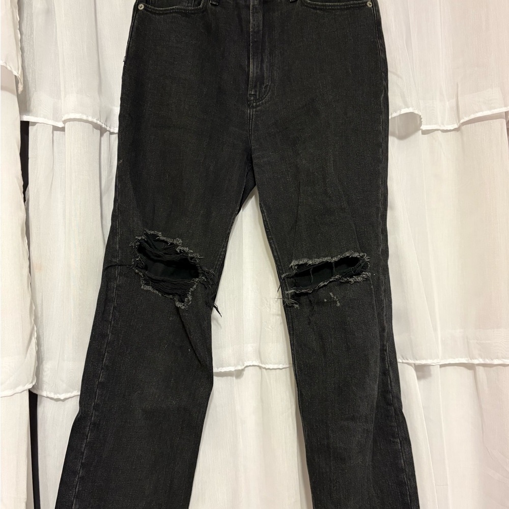 Abercrombie & Fitch Black Distressed Straight Leg Jeans